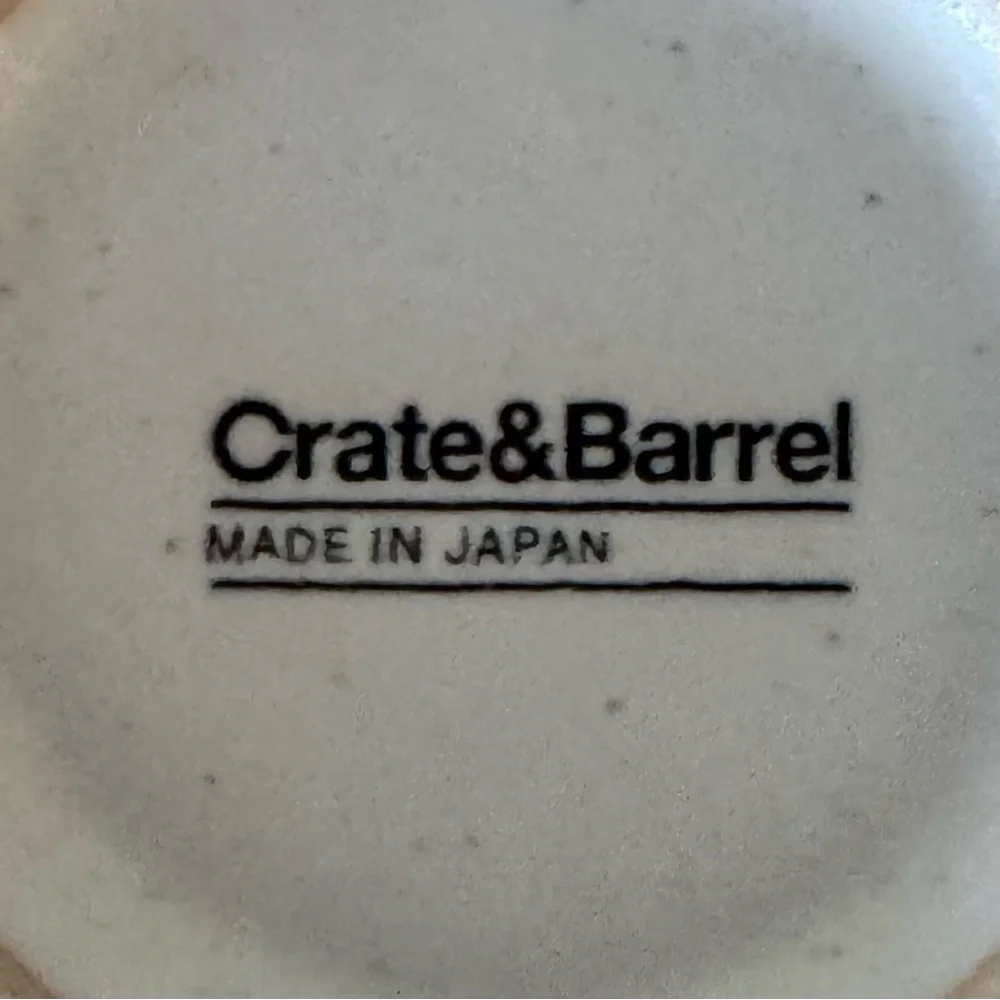 VTG Crate & Barrel Terra Mugs Set of 2 Tan Bands Speckled Stoneware Japan RARE
